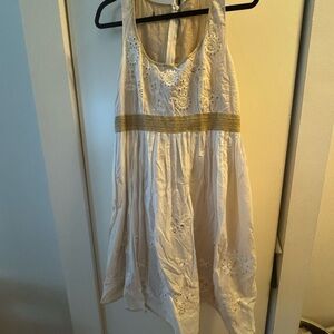 Spense Cream Dress with Gold Waistband